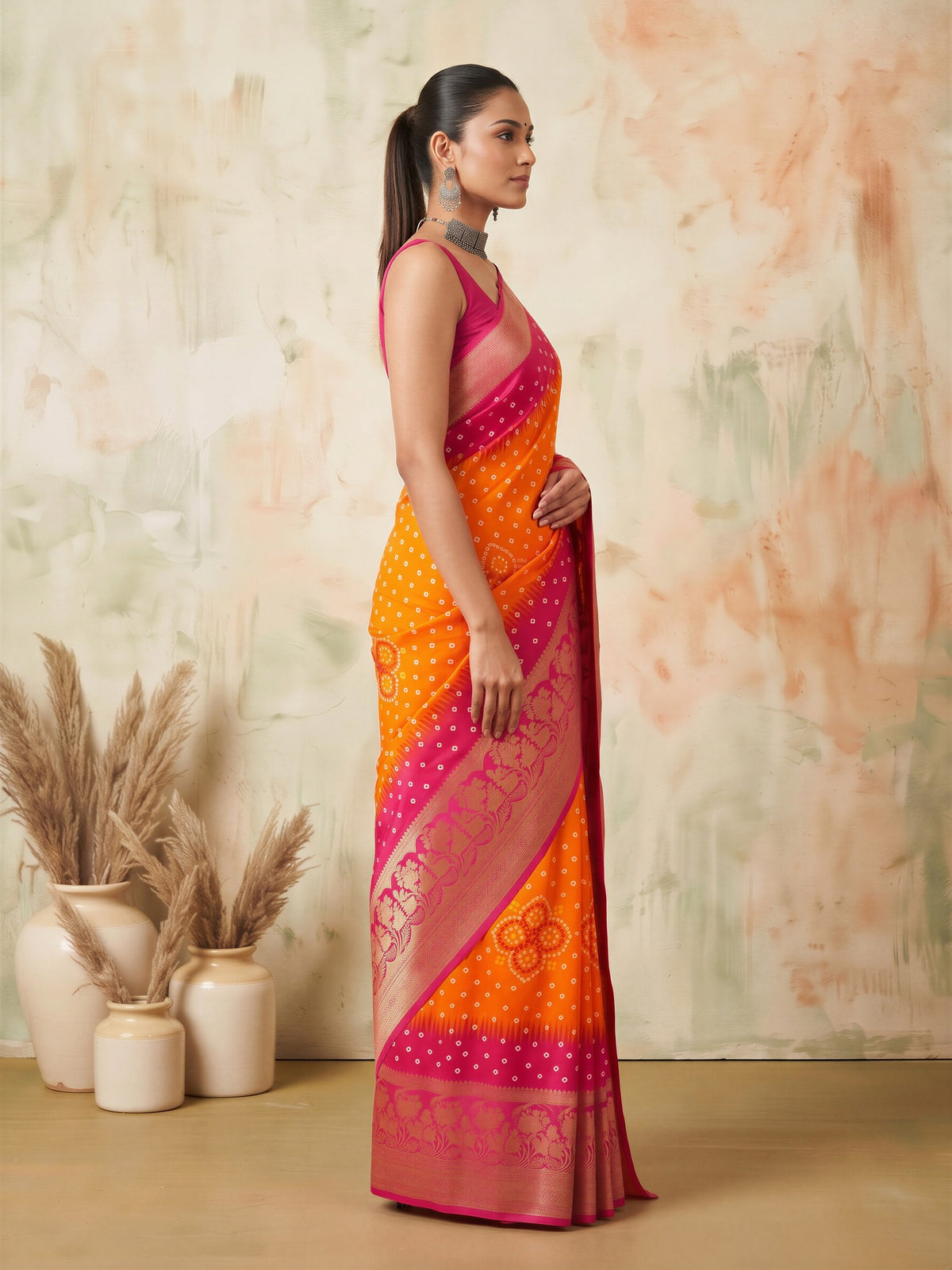 Orange Dola Silk saree – detail view 2