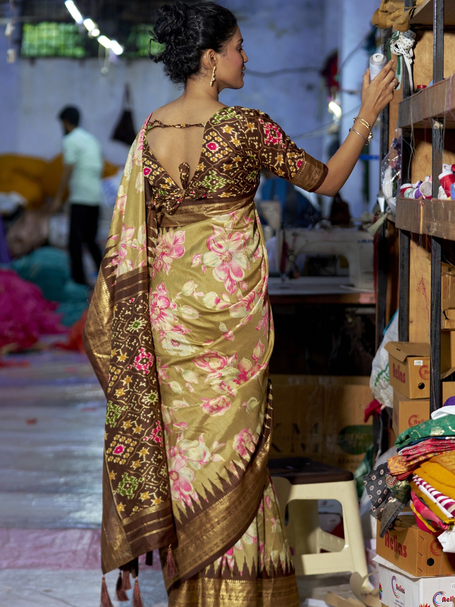 Light Brown Tussar Silk saree – detail view 1