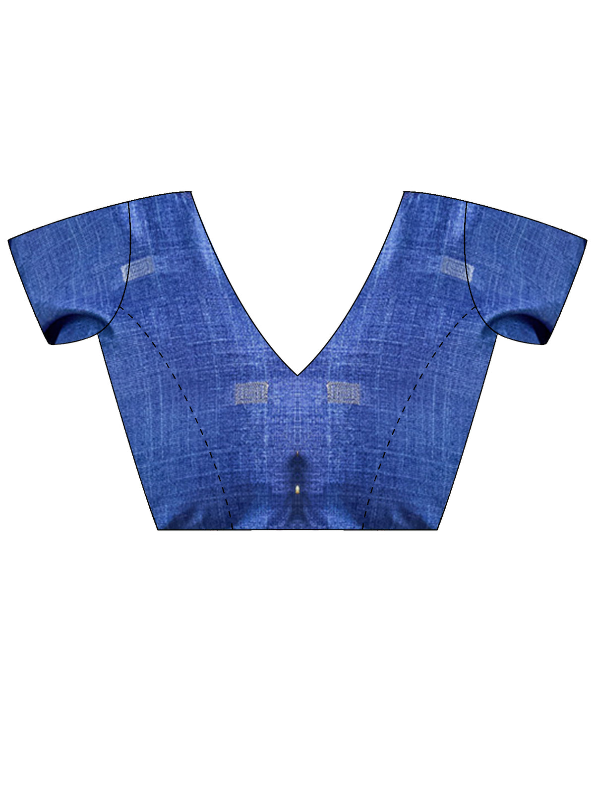 Unstitched light blue cotton blend blouse piece with embellished design