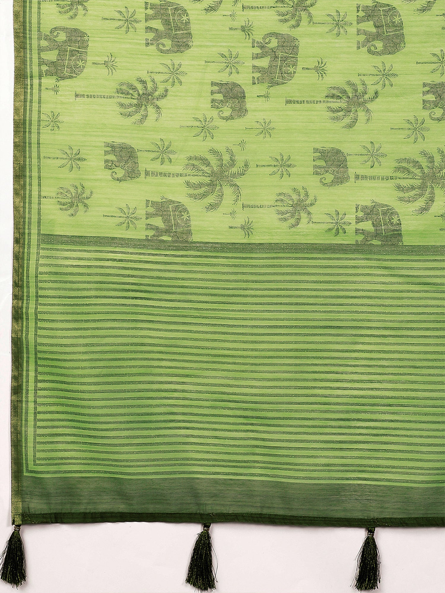 Light Green Cotton Linen saree – detail view 5