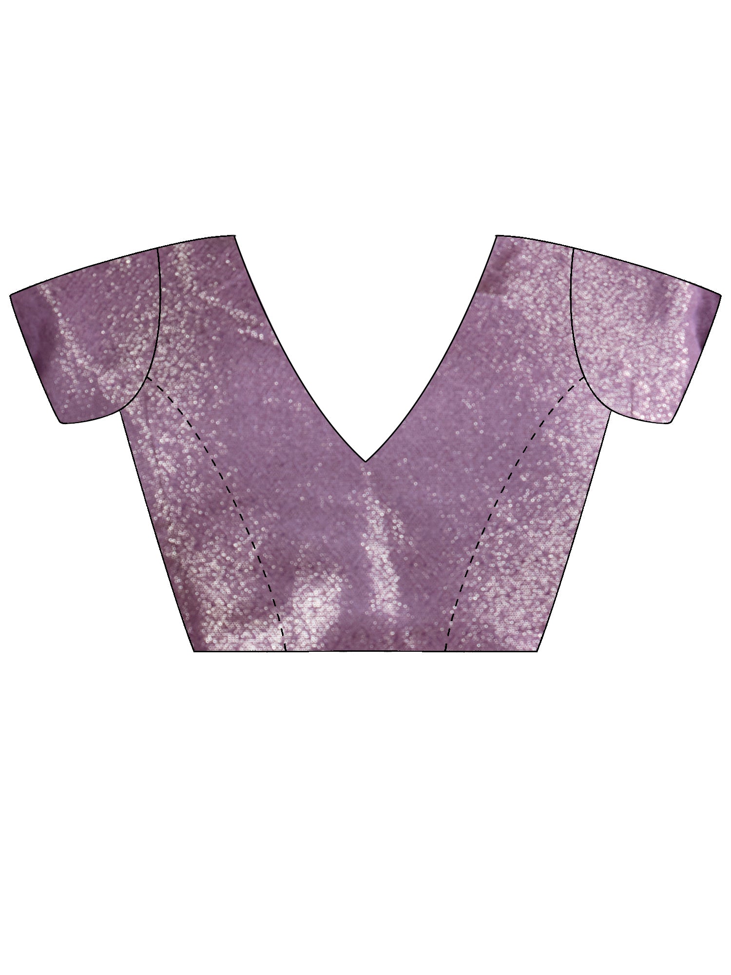Unstitched lavender satin blouse piece with ethnic motif design
