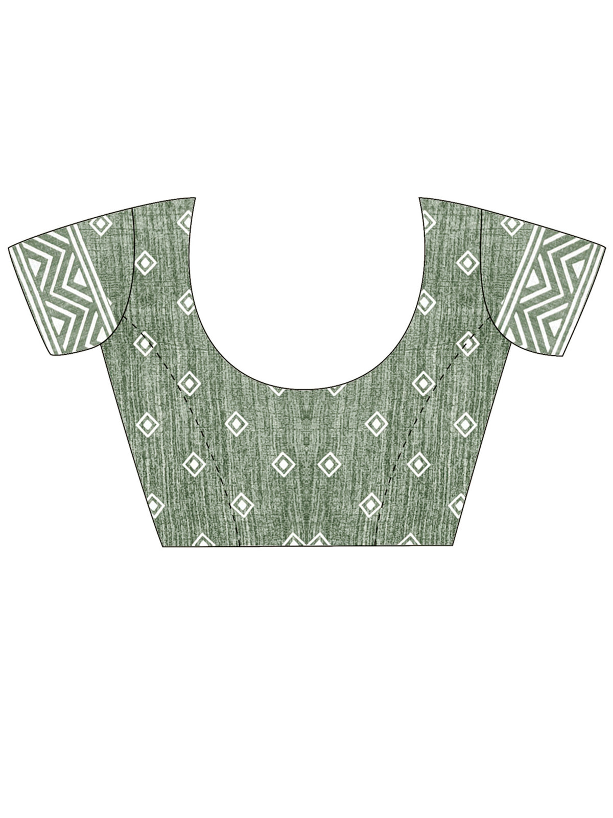 Unstitched sea green dola silk blouse piece with geometric design