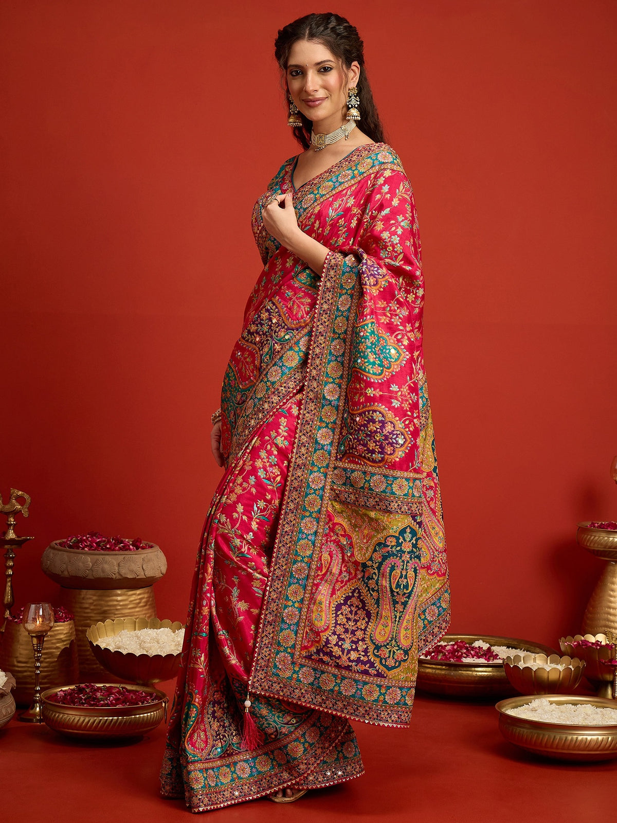Pink Silk Blend saree – detail view 3