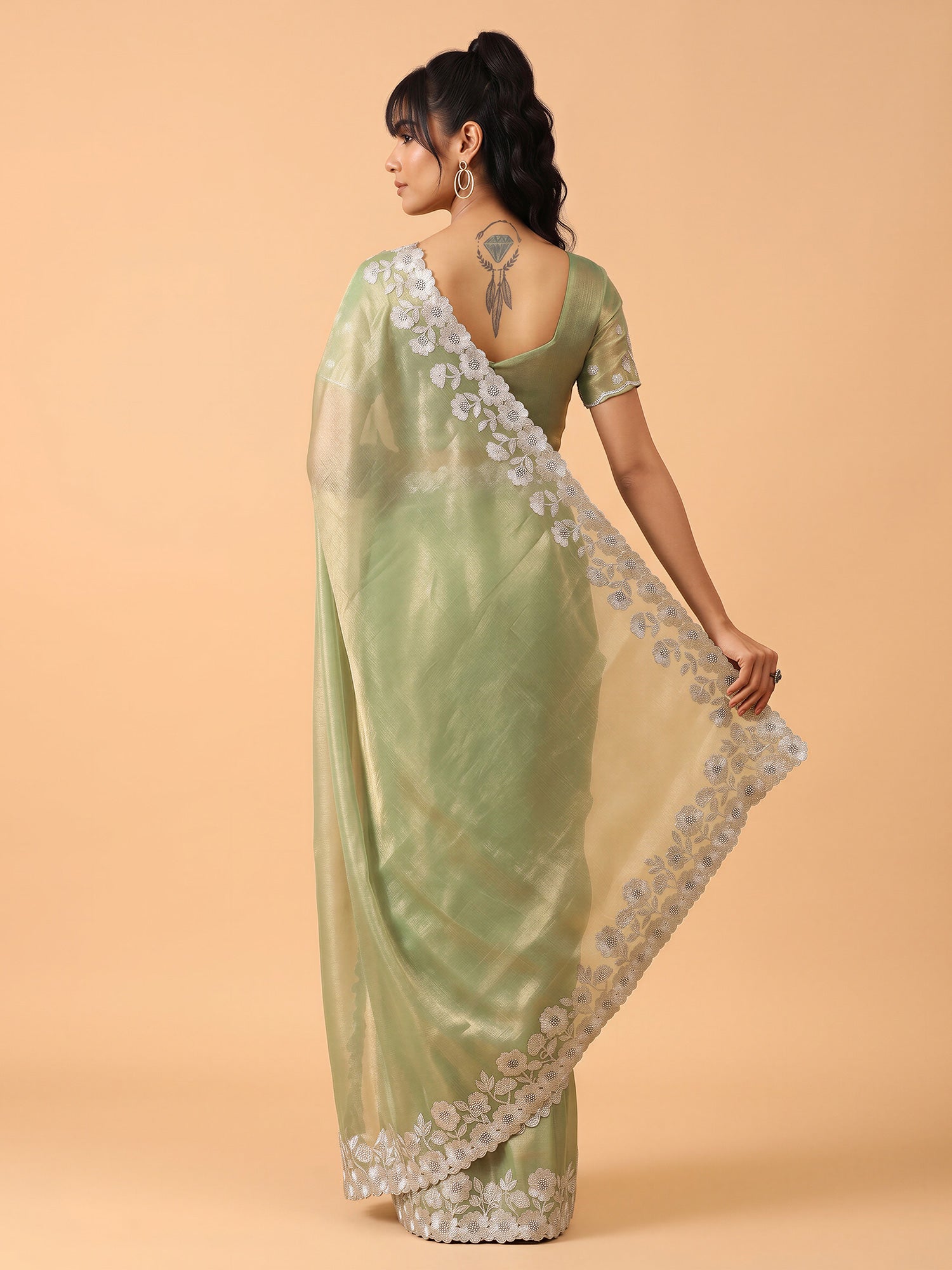 Light Green Chiffon saree – detail view 1