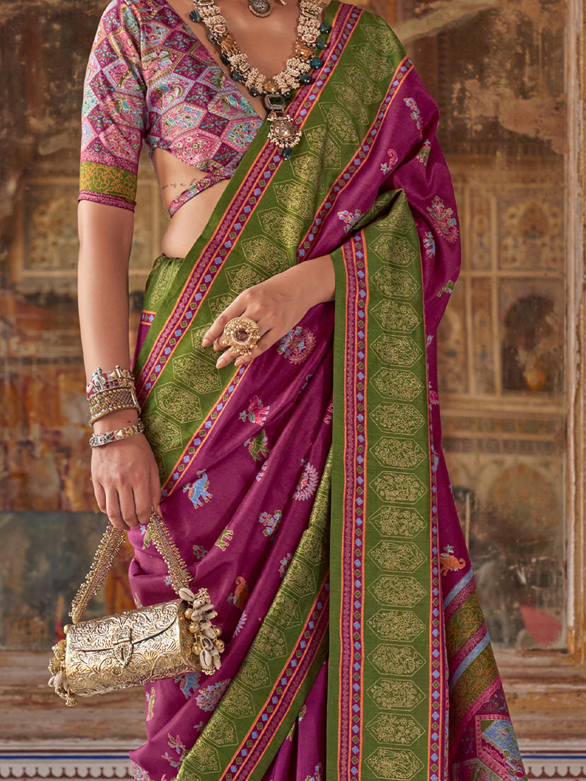 Purple Silk Blend saree – detail view 2