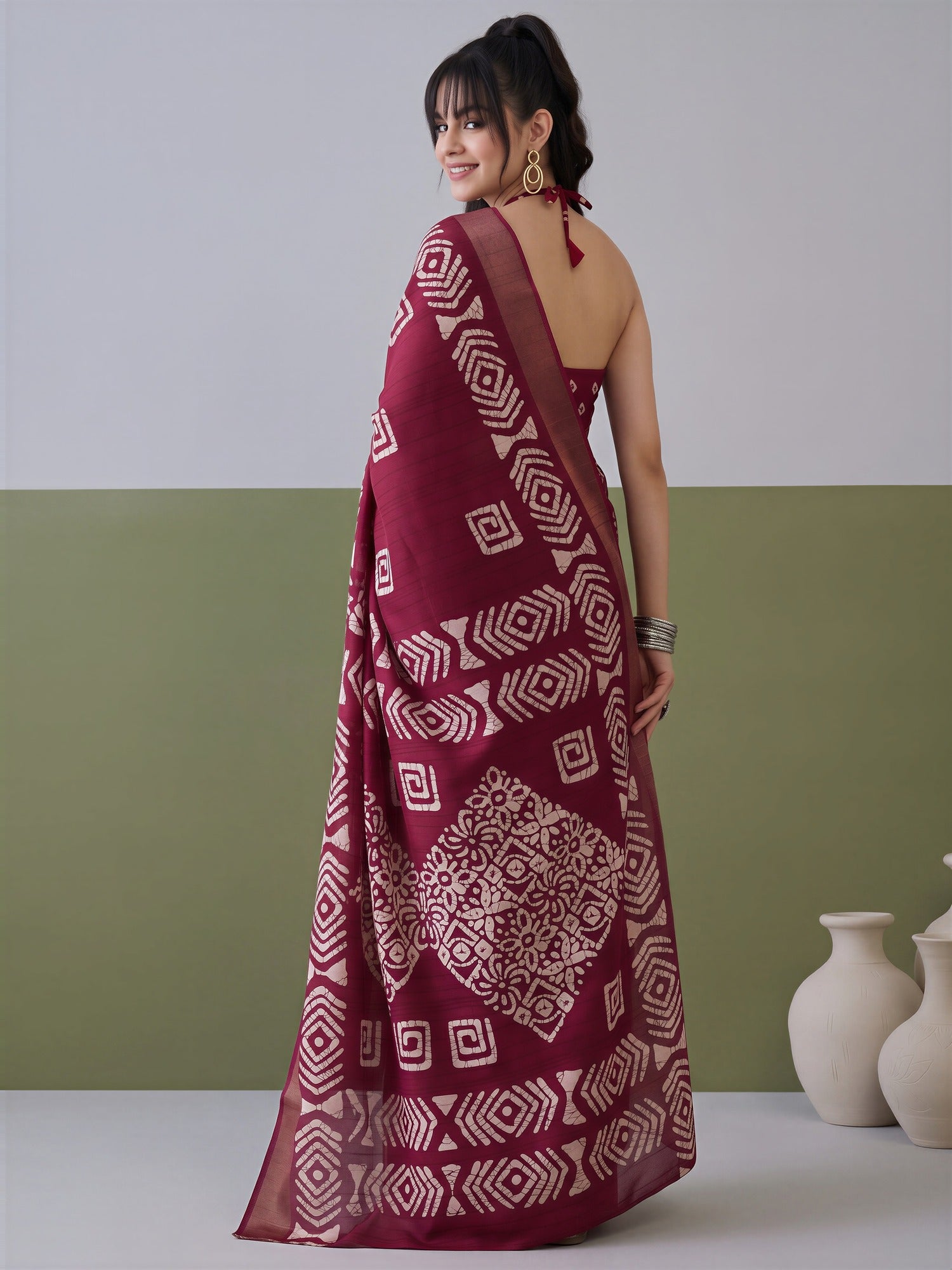 Magenta Silk Blend saree – detail view 1