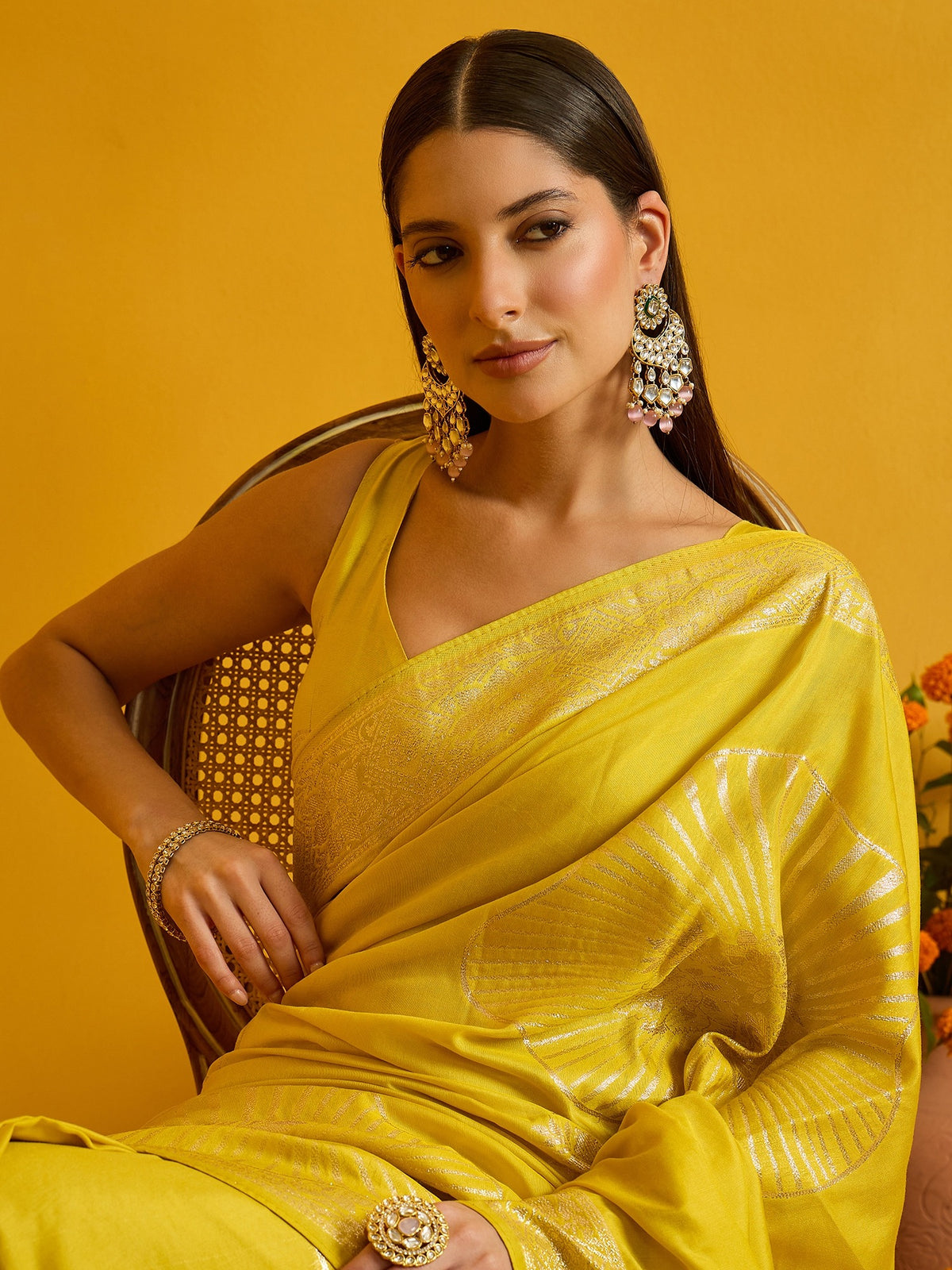 Yellow Dola Silk saree – detail view 3