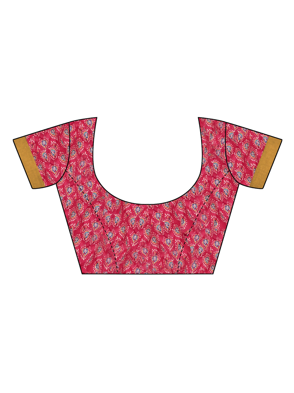 Unstitched pink cotton blend blouse piece with ajrak design