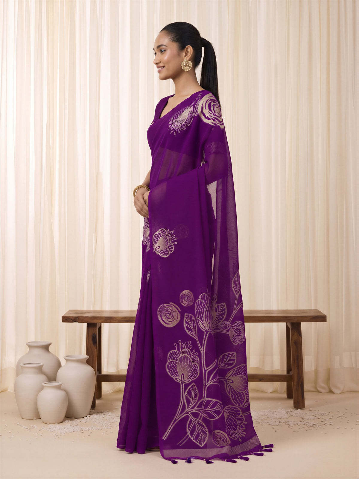Purple Pure Silk saree – detail view 2