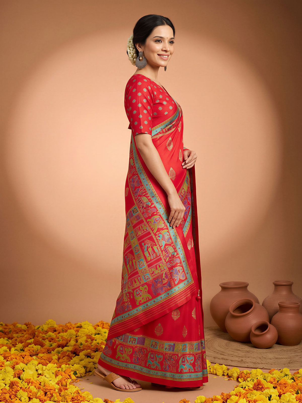 Red Silk Blend saree – detail view 2