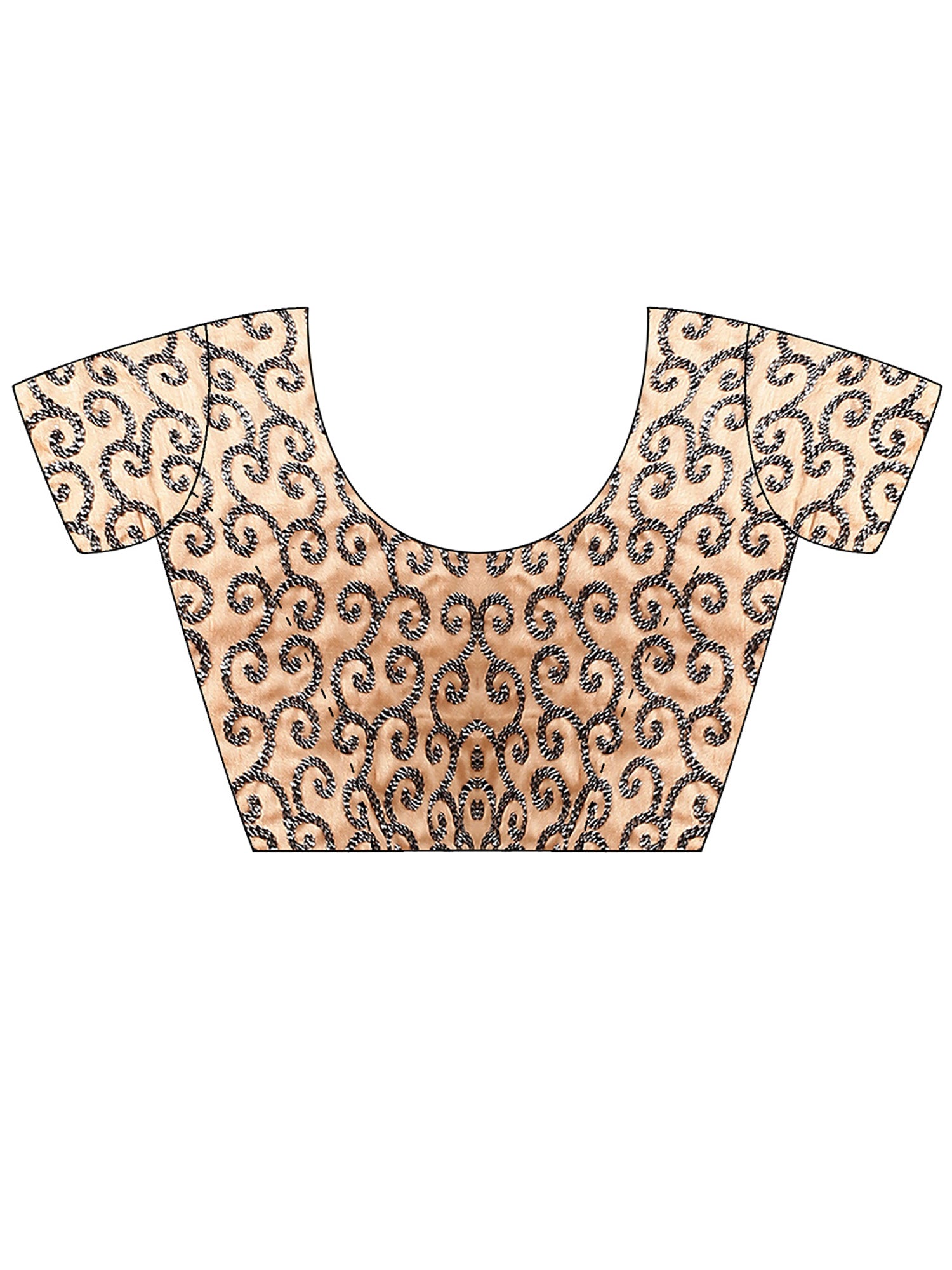 Unstitched cream satin blouse piece with ethnic motif design