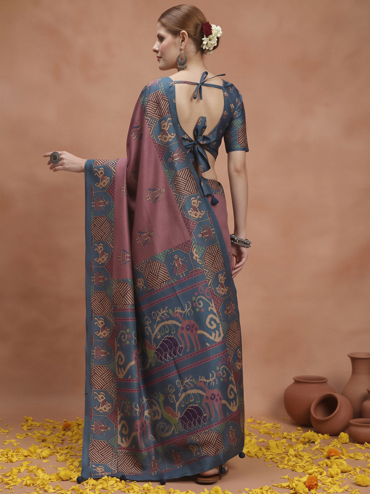 Mauve Silk Blend saree – detail view 1