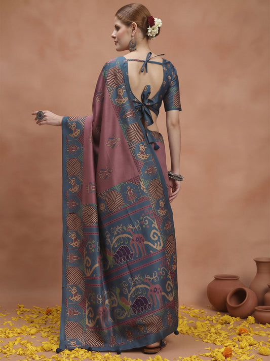 Mauve Silk Blend saree – detail view 1