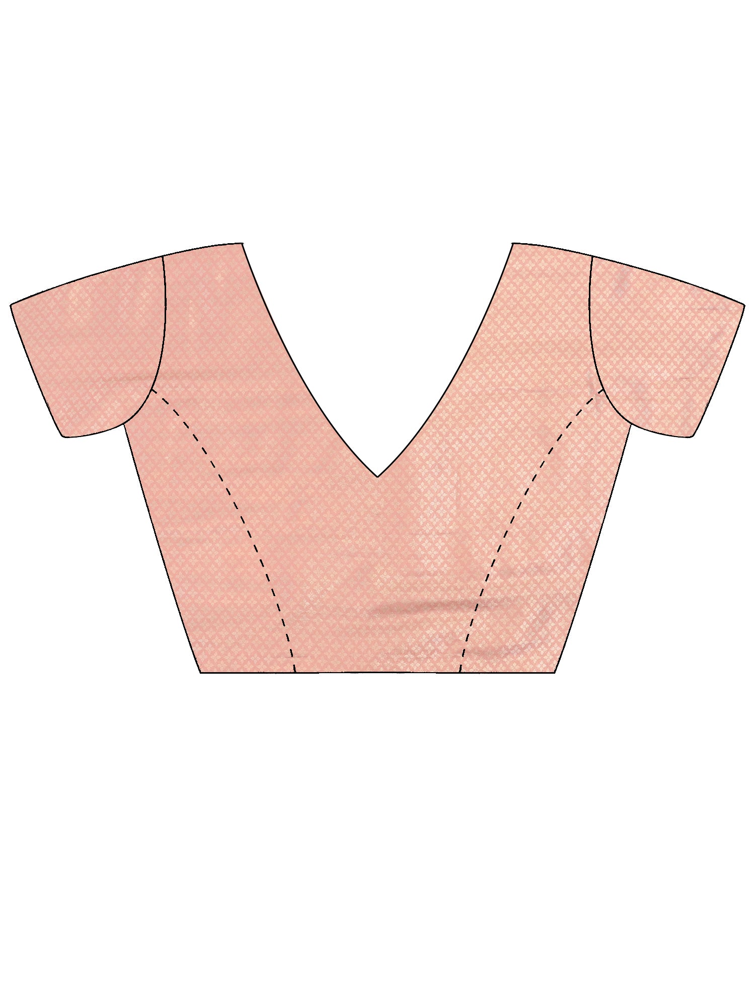 Unstitched peach silk blend blouse piece with woven design design