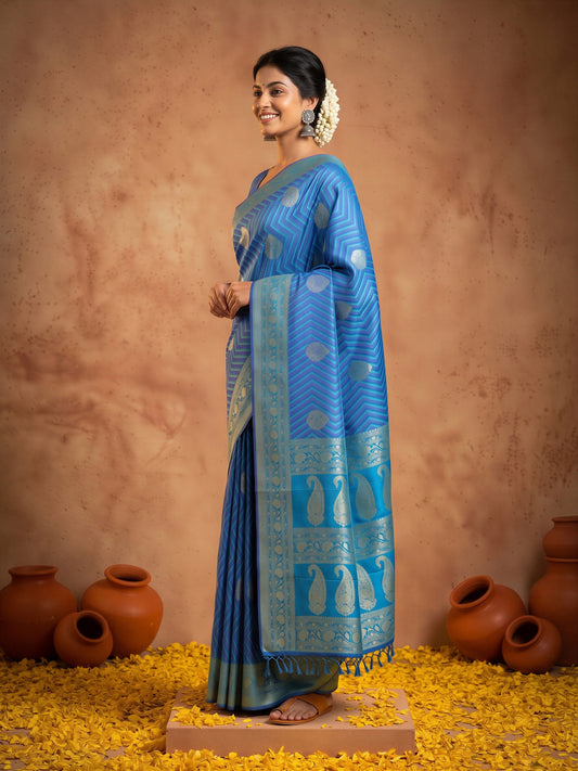 Navy Blue Silk Blend saree – detail view 1