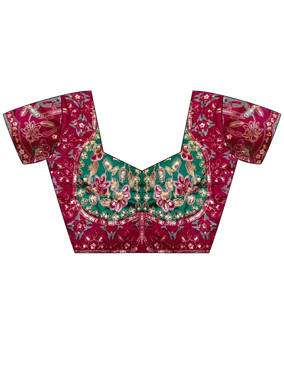 Unstitched lavender pure georgette blouse piece with embellished design