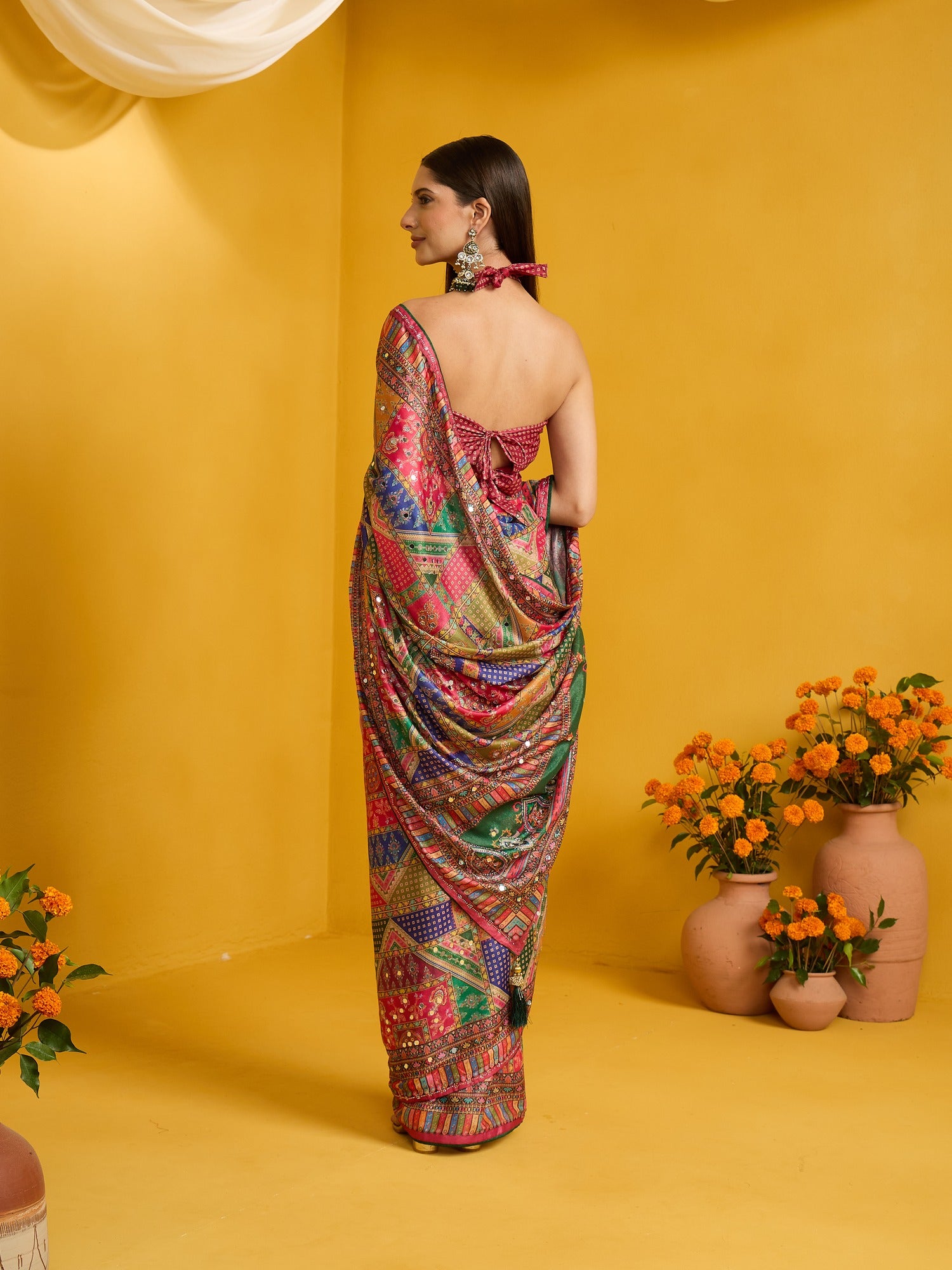 Multicolored Silk Blend saree – detail view 6