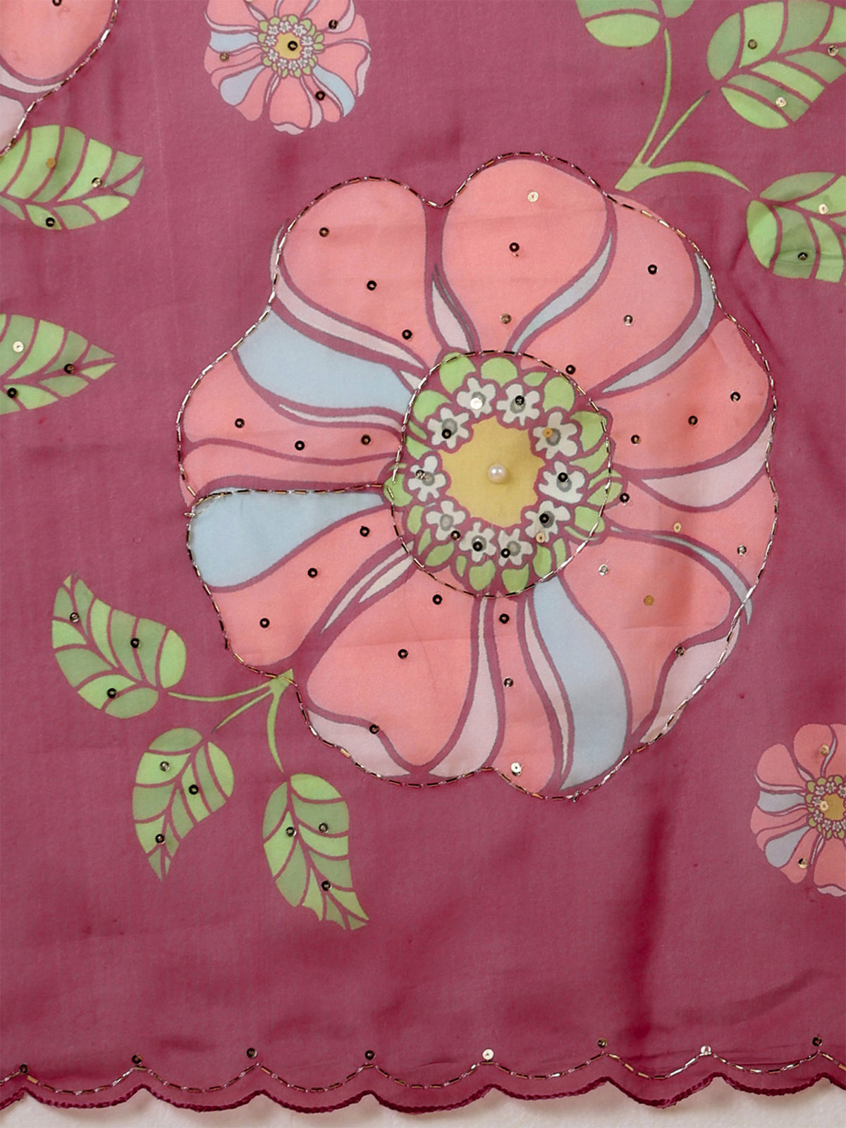 Magenta Organza saree – detail view 5