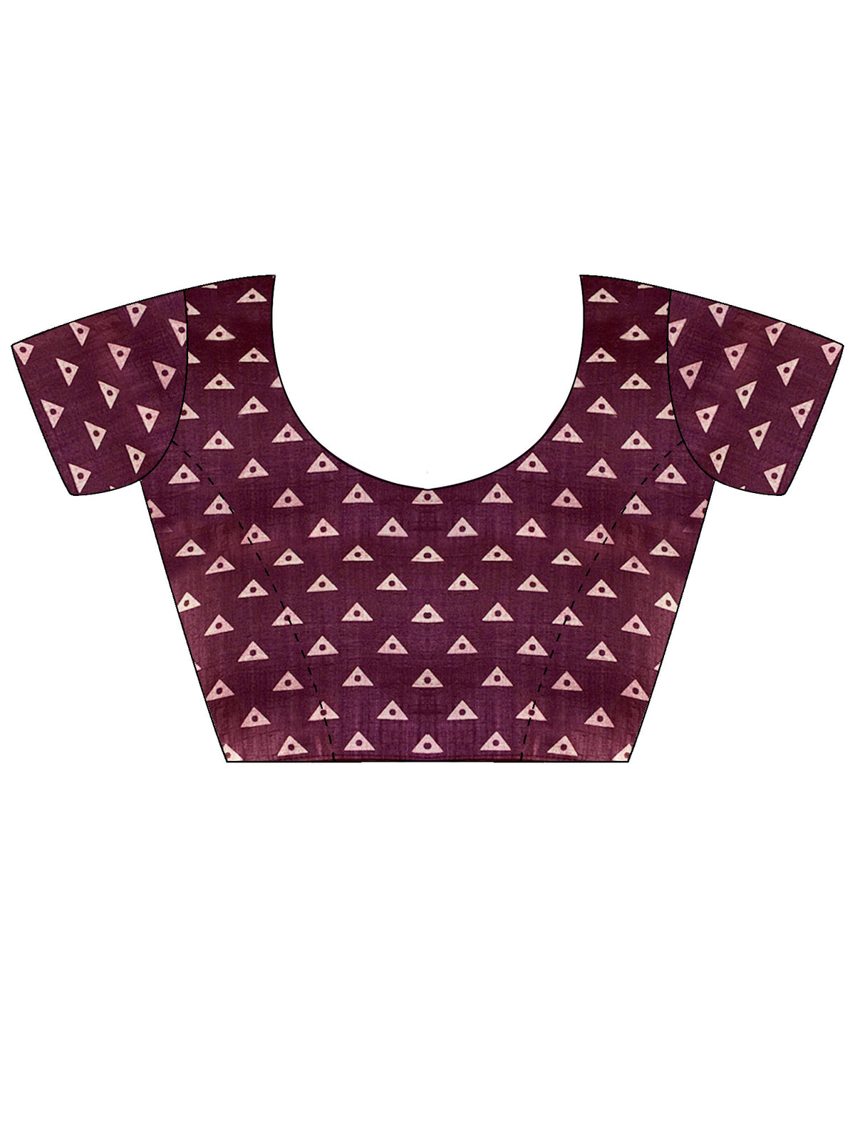 Unstitched wine cotton blend blouse piece with ethnic motif design