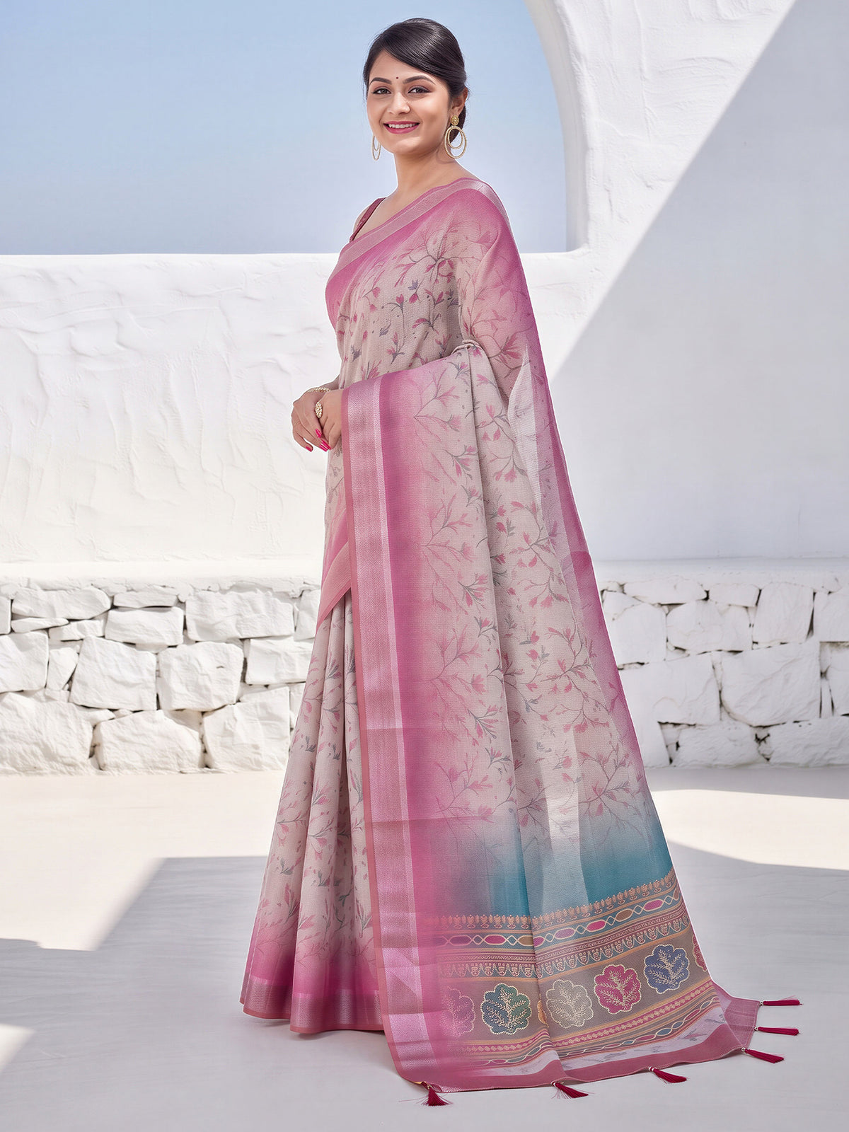 Grey Cotton Silk saree – detail view 2