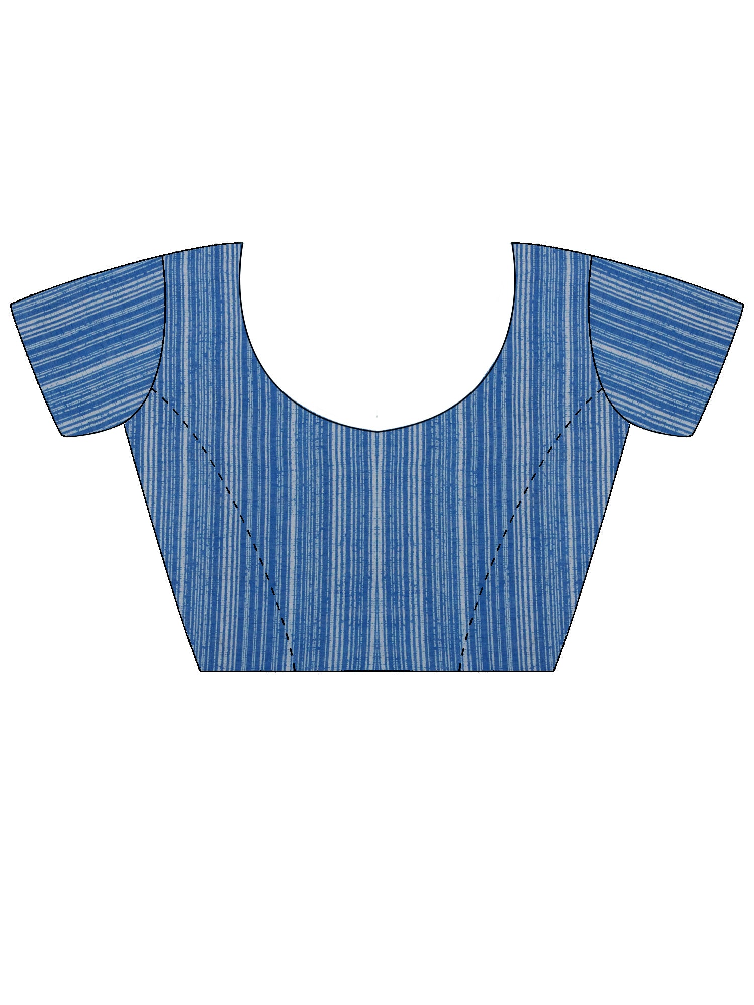 Unstitched indigo cotton linen blouse piece with striped design