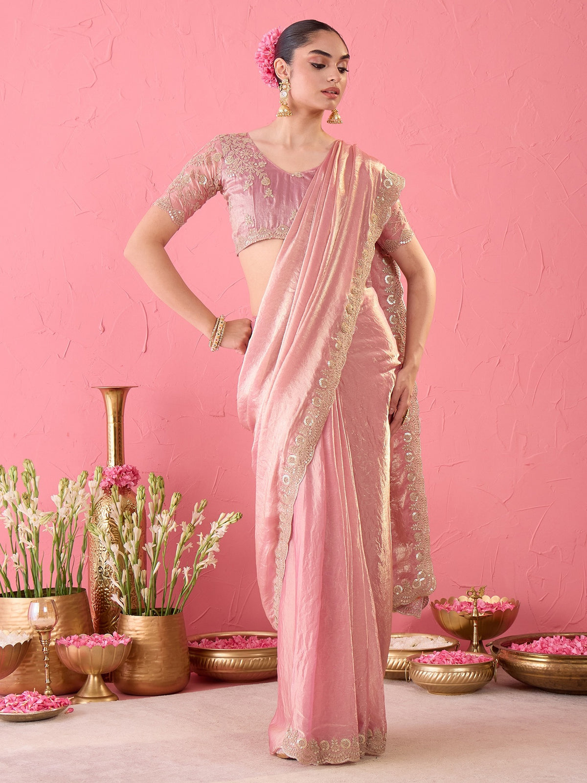 Purple Tissue saree – detail view 2