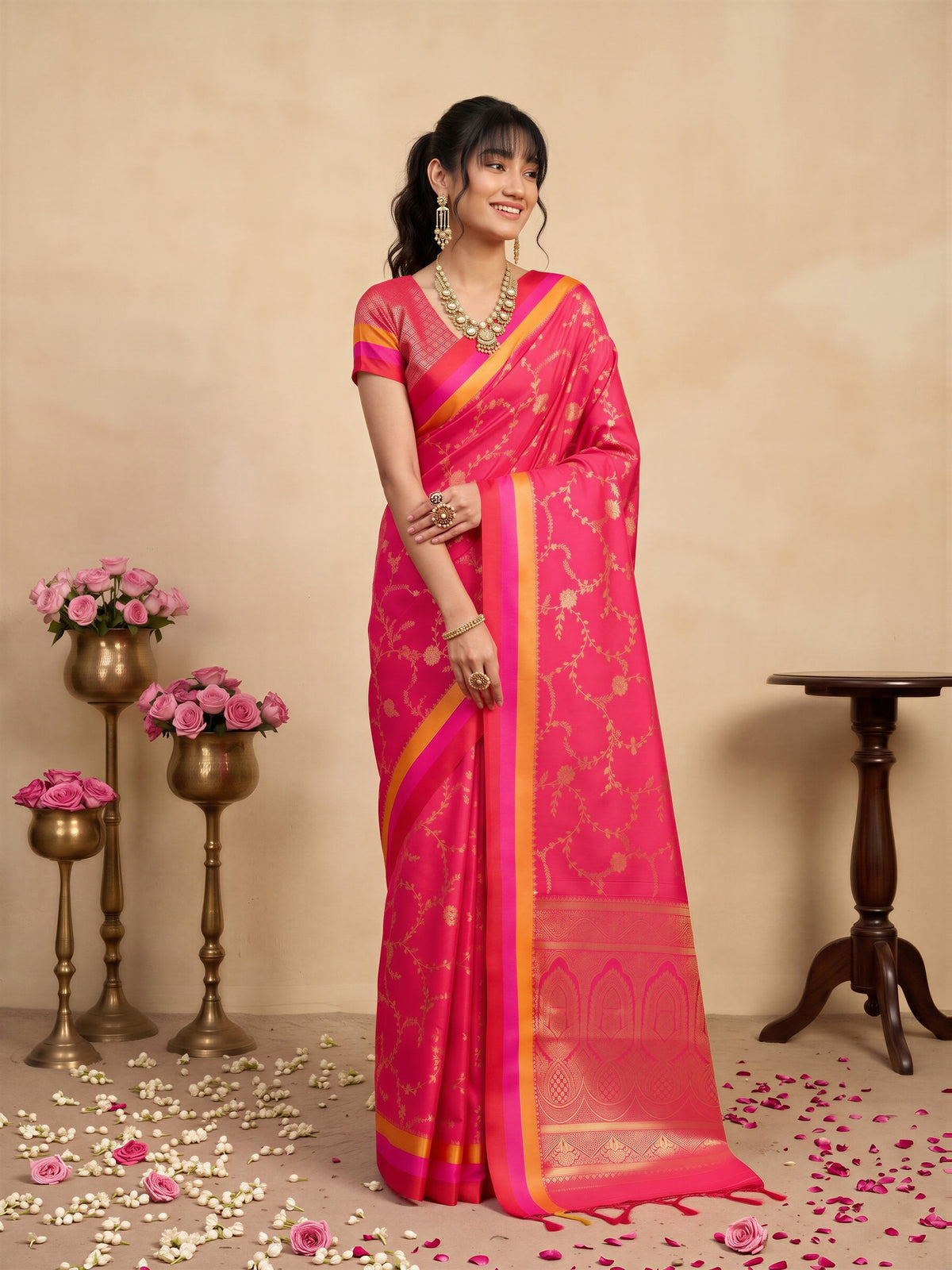 Pink Pure Silk saree – detail view 3