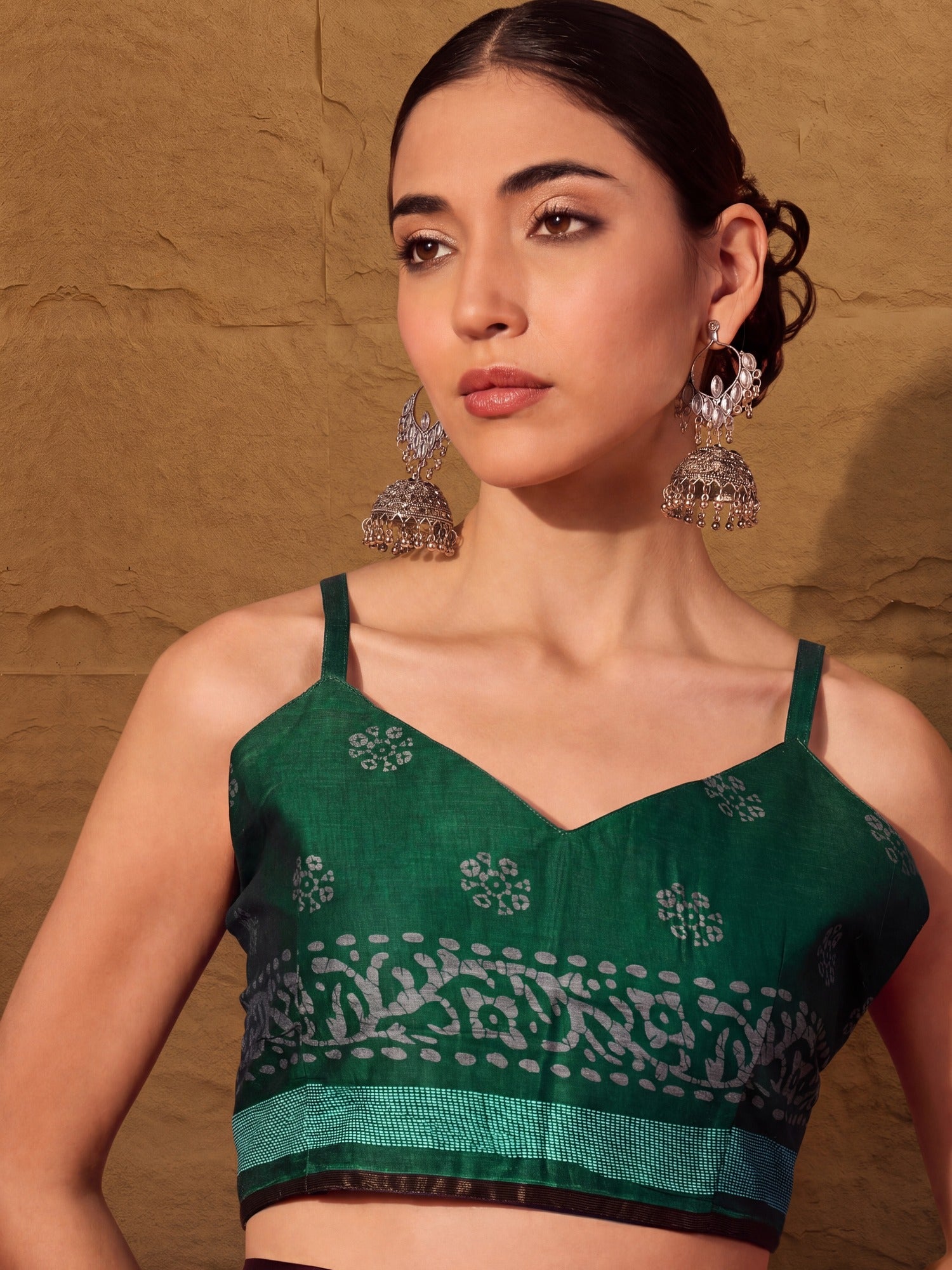 Green Cotton saree – detail view 4