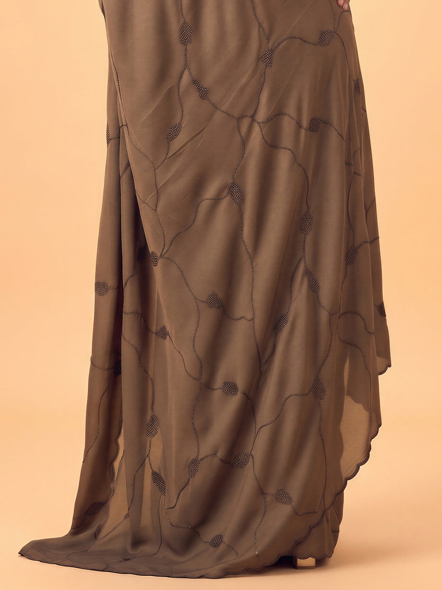 Coffee Brown Satin Silk saree – detail view 5