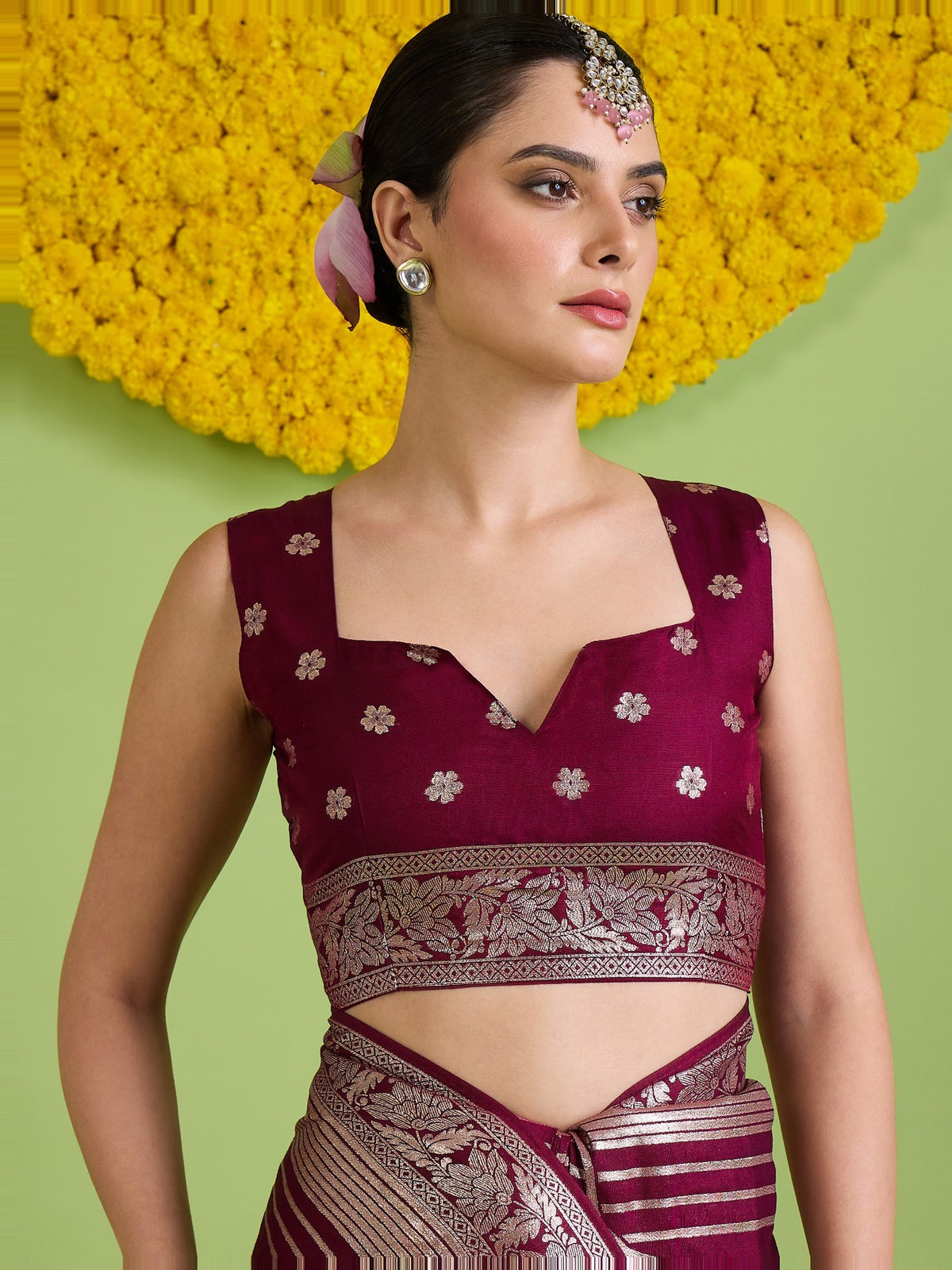 Wine Silk Blend saree – detail view 5