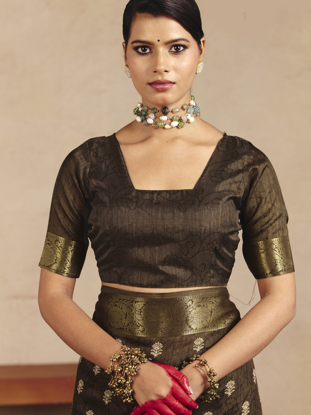 Brown Tussar Silk saree – detail view 4
