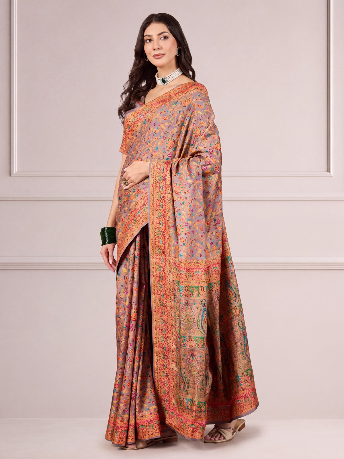 Light Brown Dola Silk saree – detail view 2