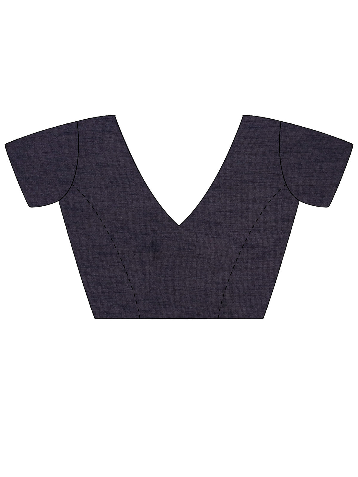 Unstitched navy blue cotton linen blouse piece with solid design