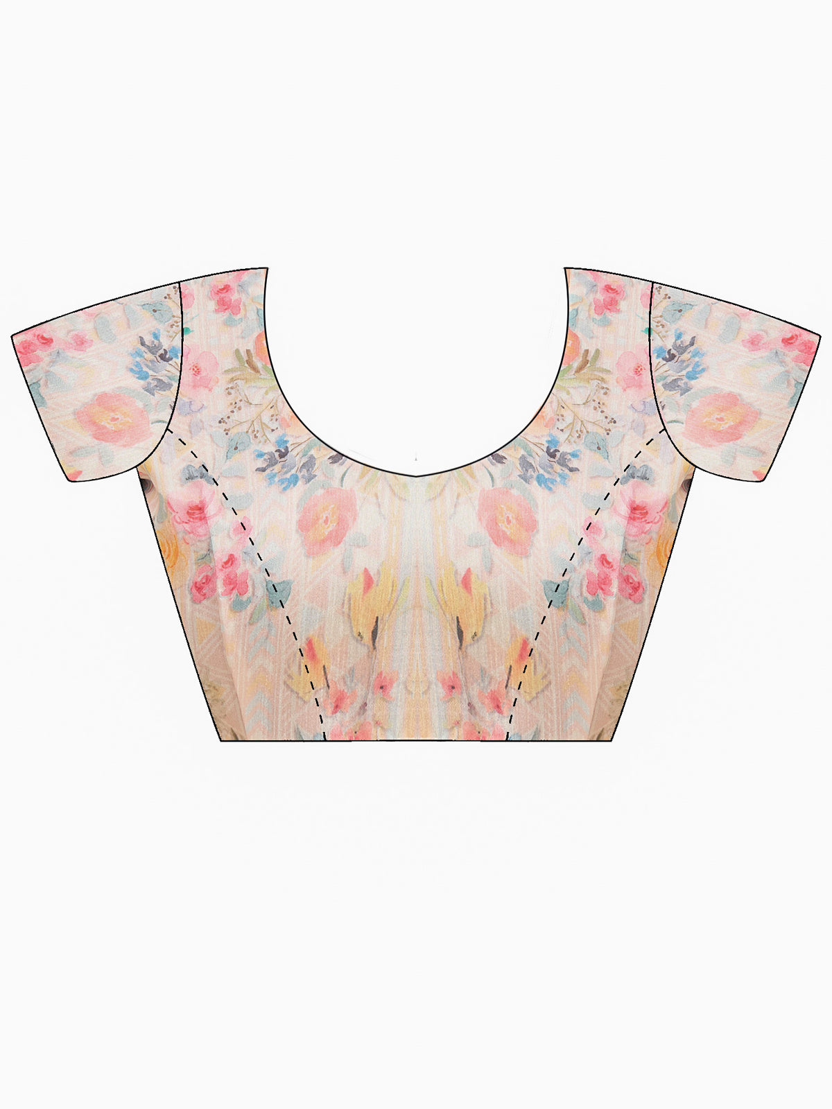 Unstitched off white silk cotton blouse piece with botanical design
