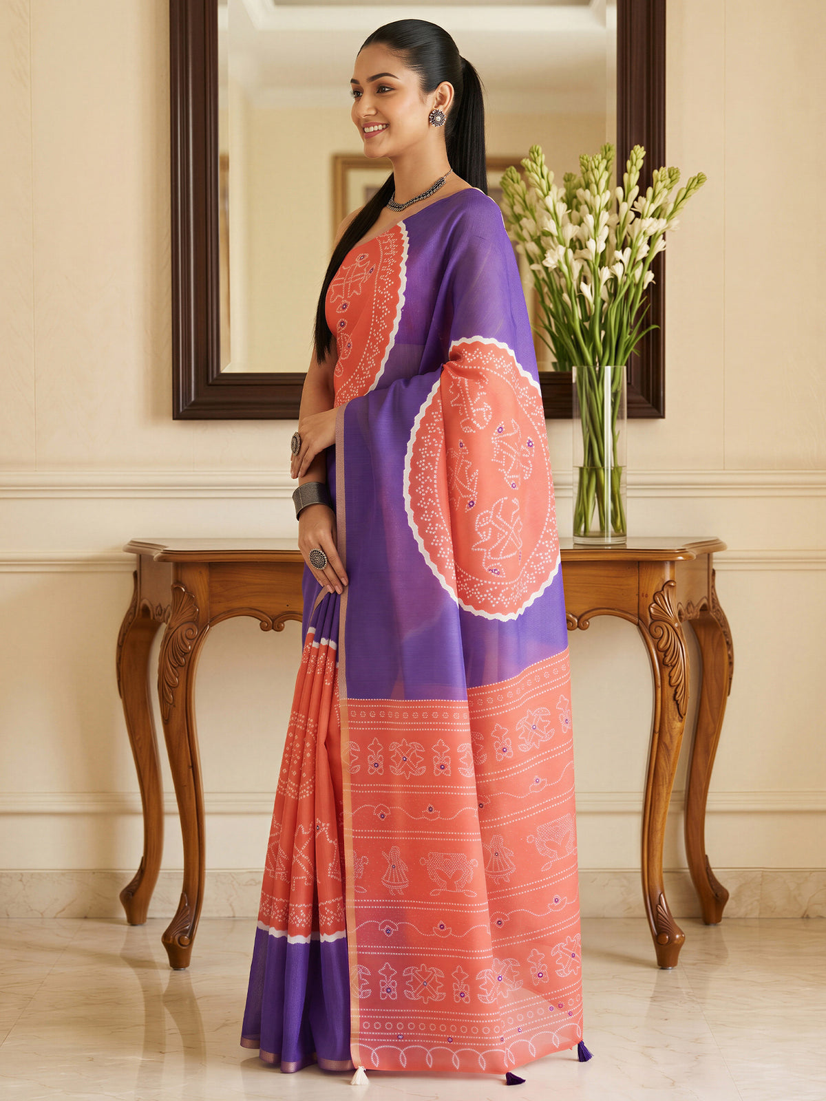 Purple Cotton Blend saree – detail view 2