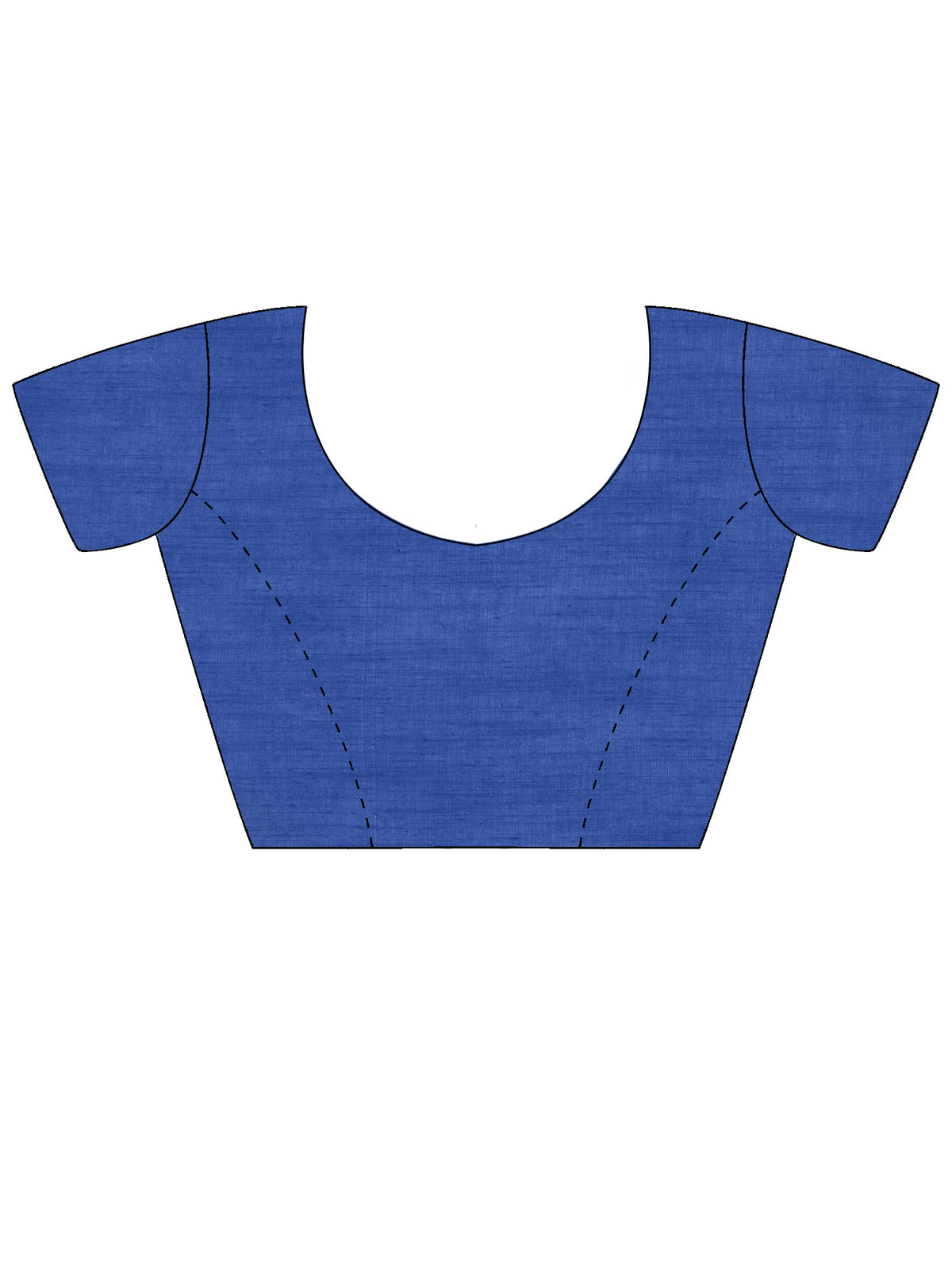 Unstitched navy blue cotton blouse piece with solid design