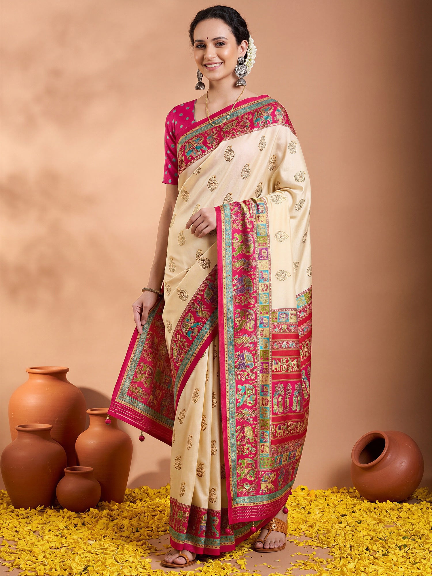Pink Silk Blend saree – detail view 3