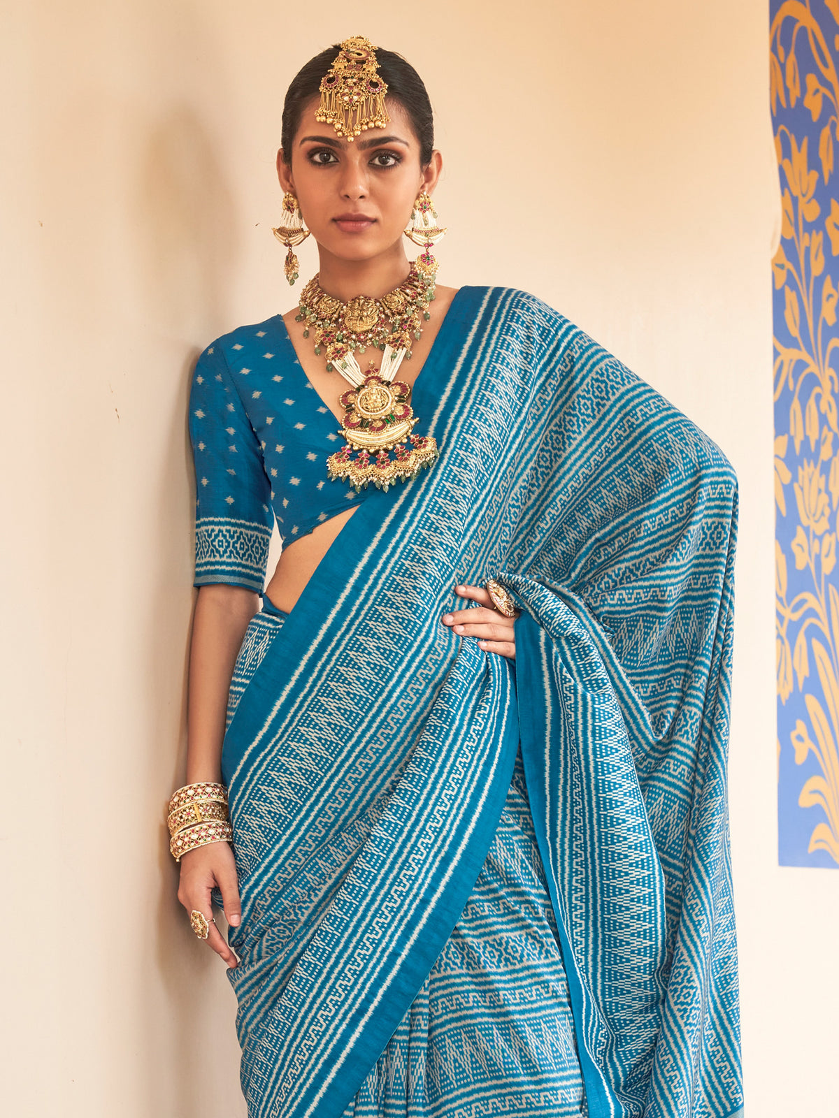 Light Blue silk blend saree view 2