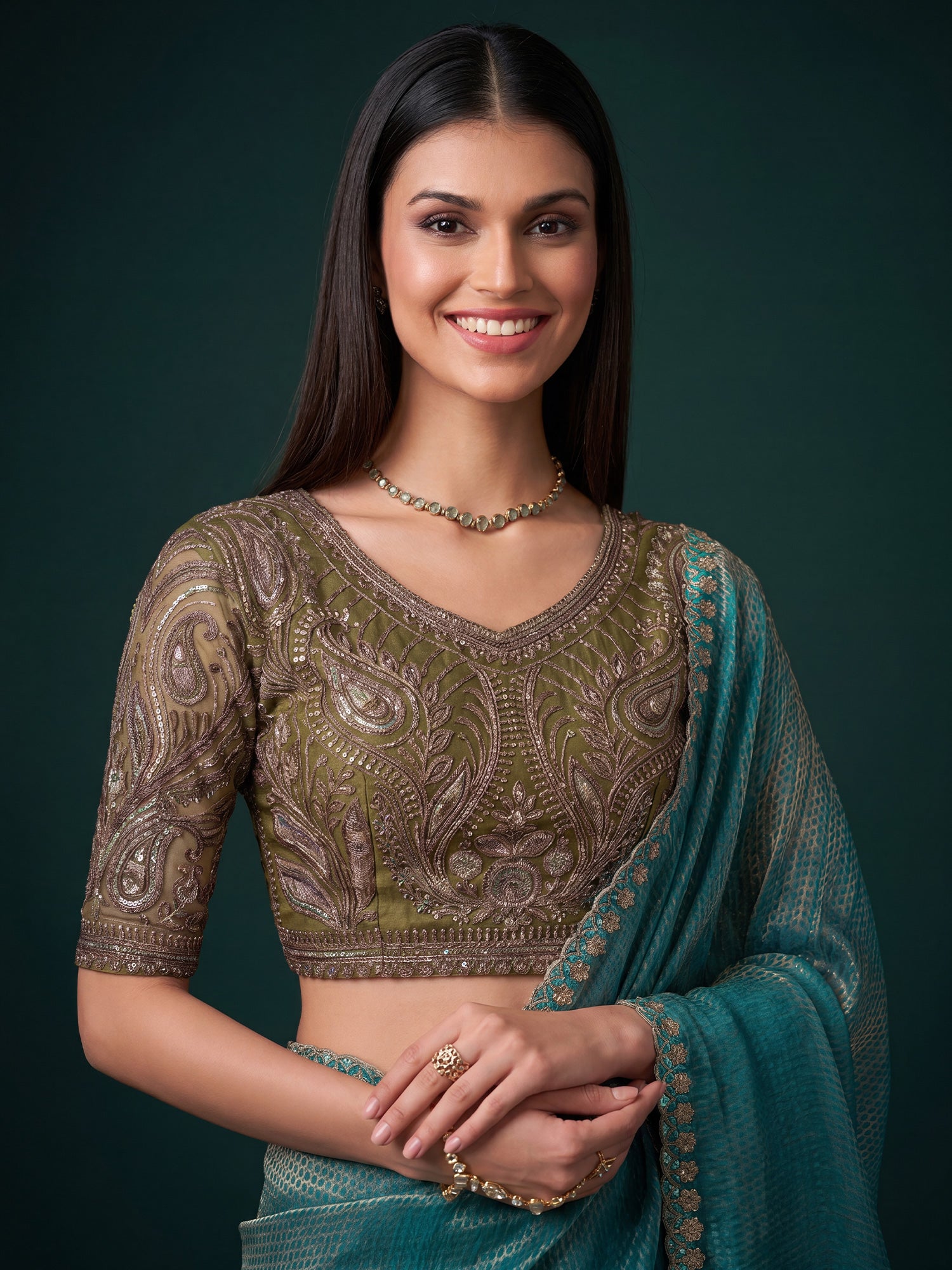 Light Blue Georgette saree – detail view 4