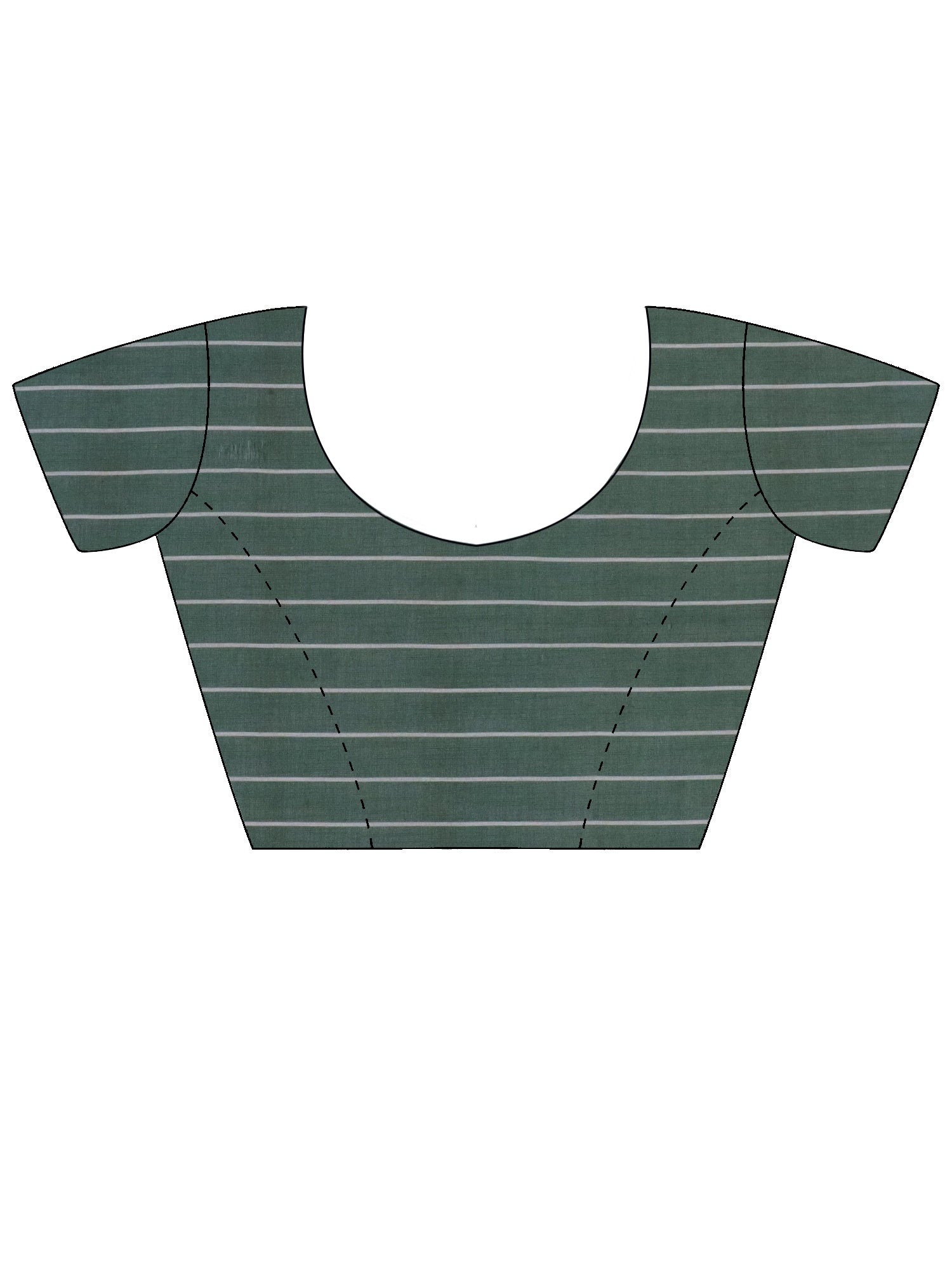 Unstitched teal green cotton linen blouse piece with striped design