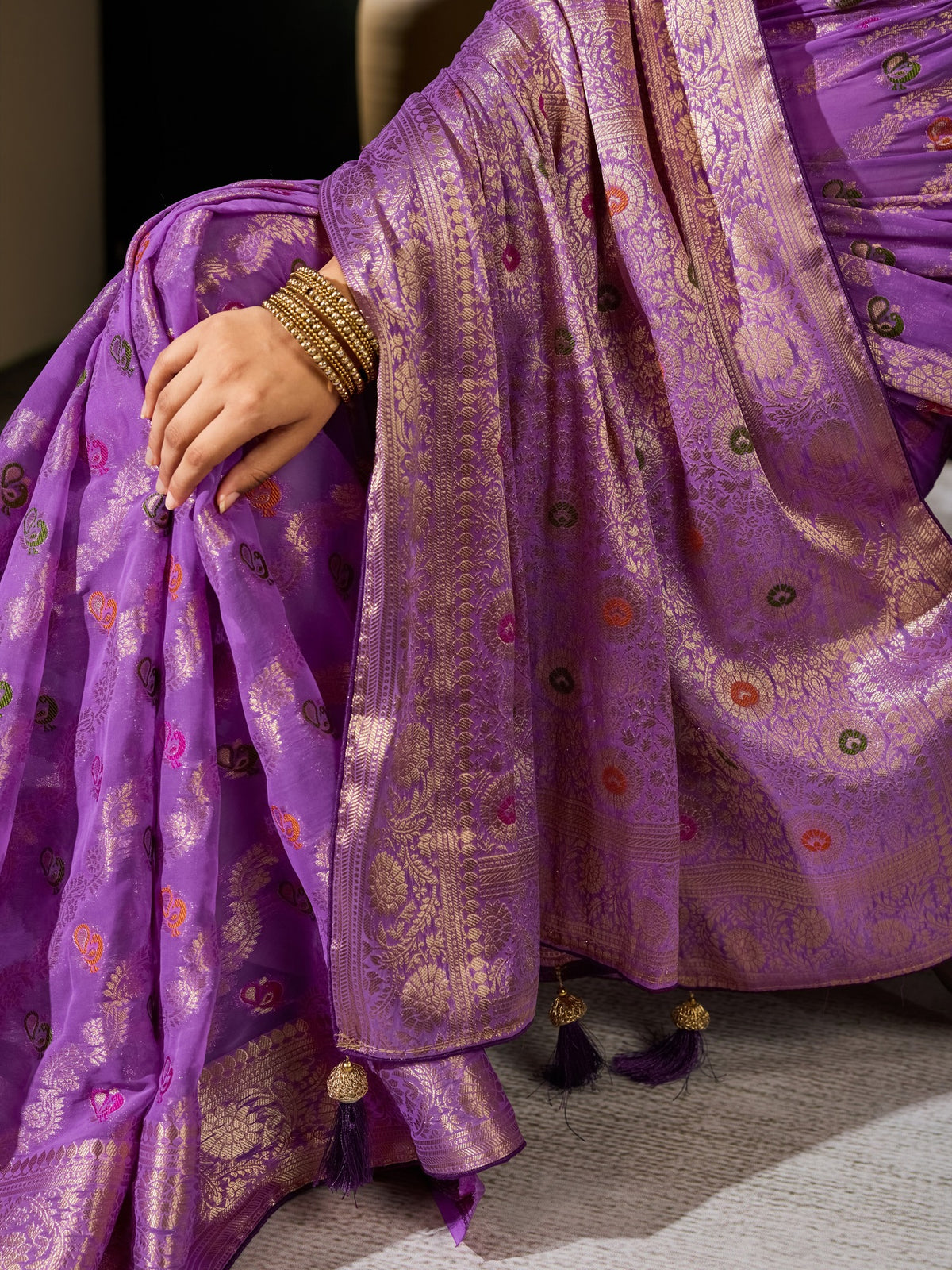 Lavender Georgette saree – detail view 1