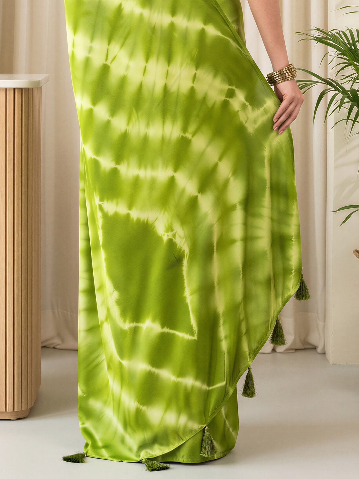 Light Green Satin Silk saree – detail view 5