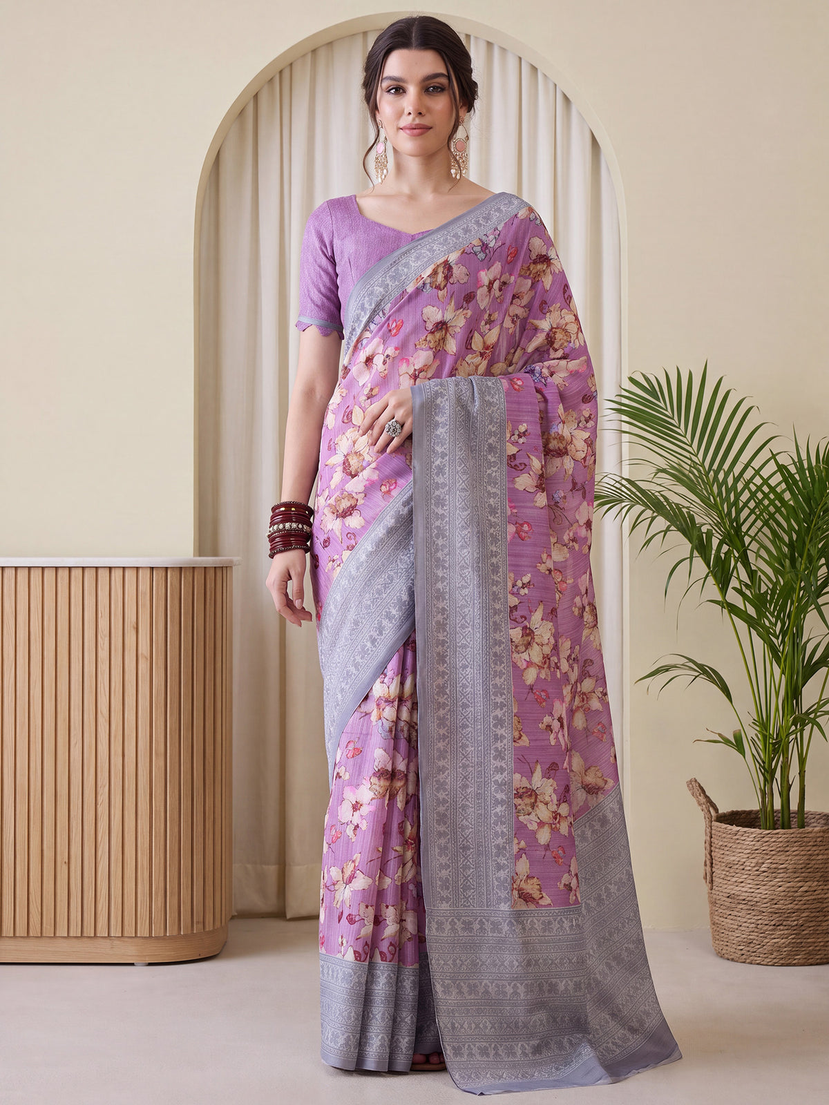 Lavender Silk Blend saree – detail view 3
