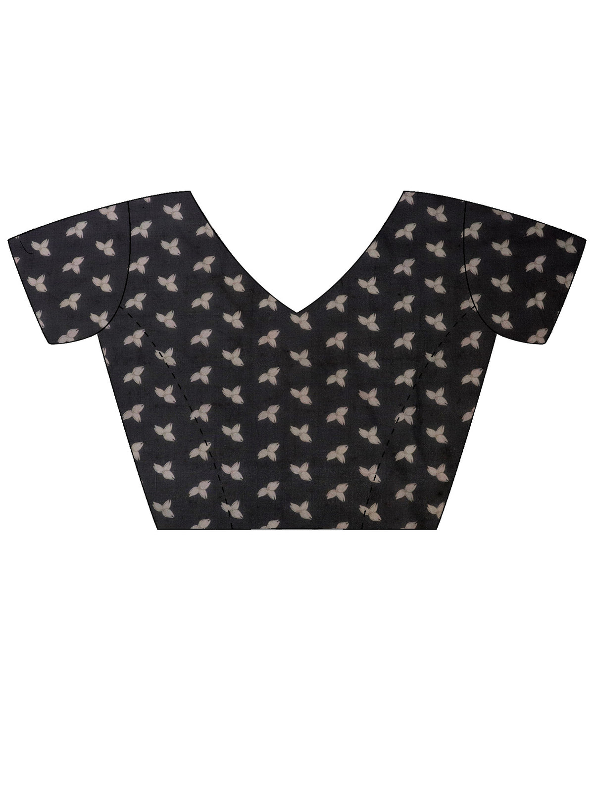Unstitched black organza blouse piece with abstract design