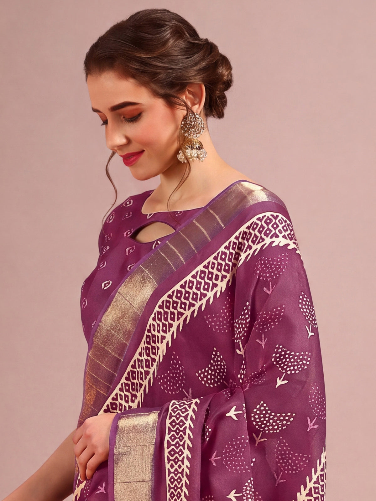 Purple Cotton Silk saree – detail view 4