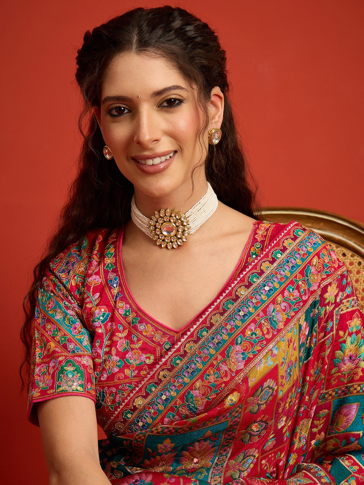 Pink Silk Blend saree – detail view 5