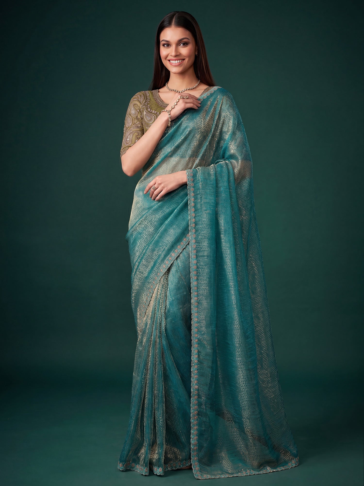 Light Blue Georgette saree – detail view 3