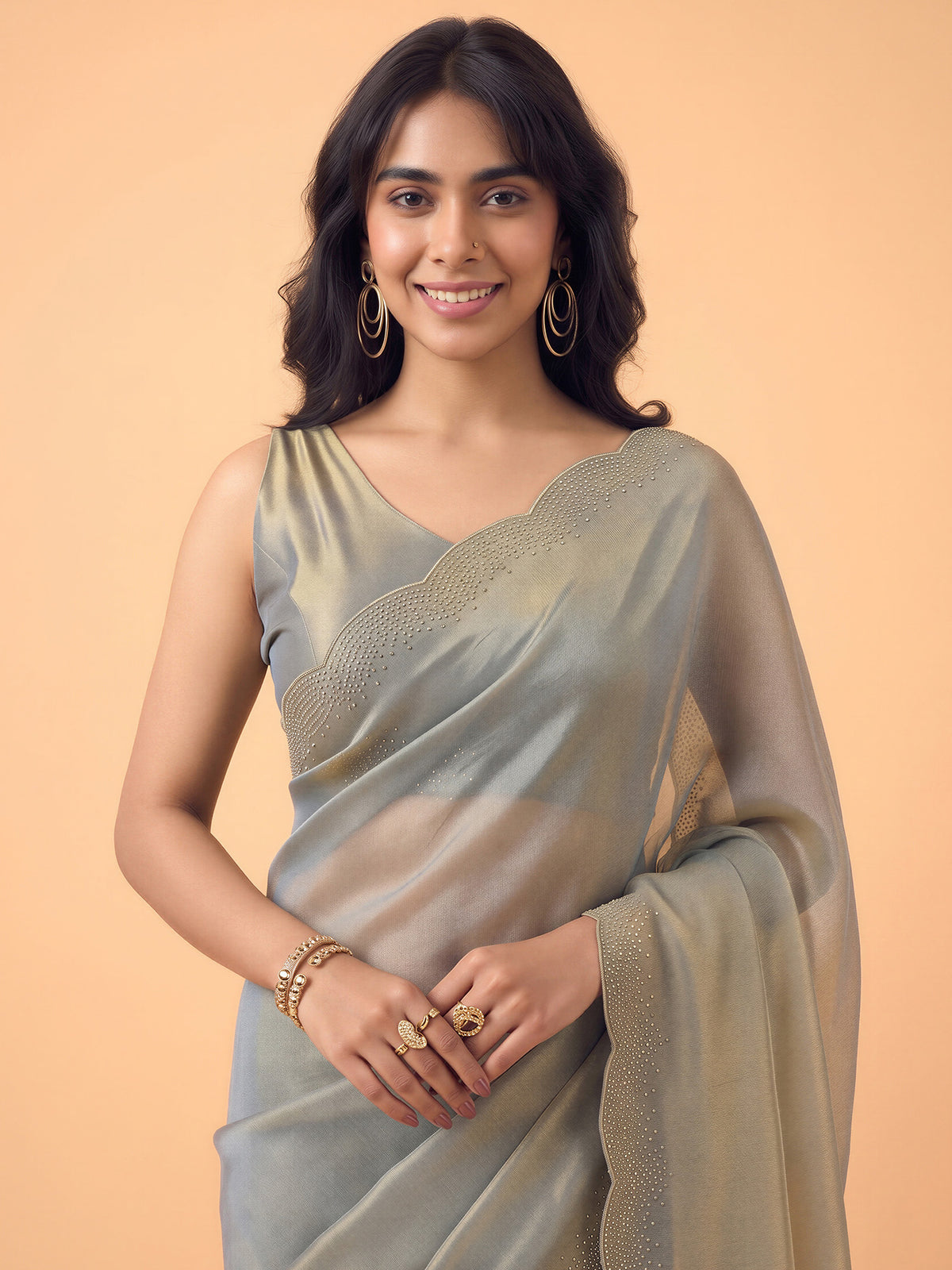 Metallic Satin Silk saree – detail view 4