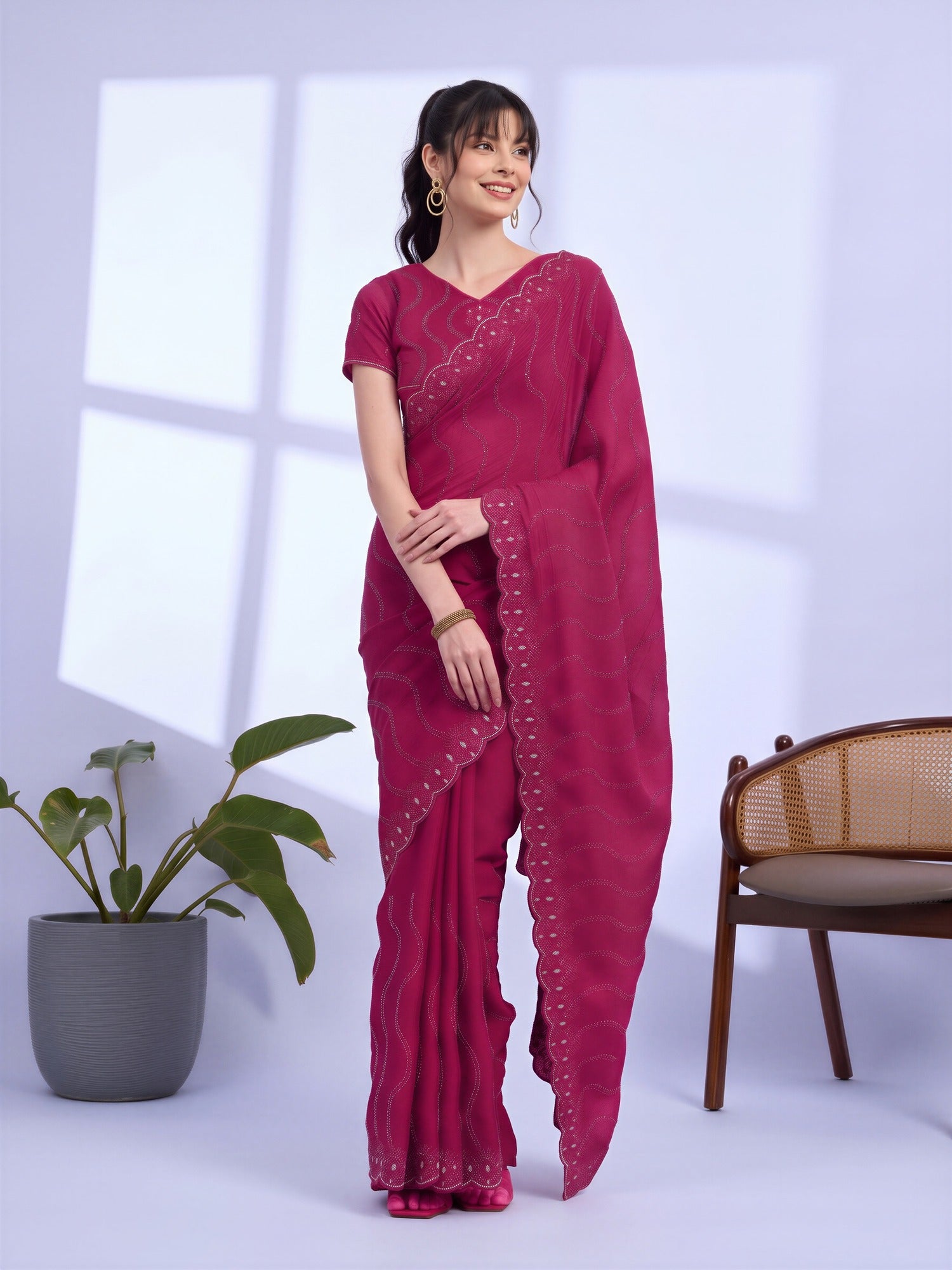 Pink Tissue saree – detail view 3