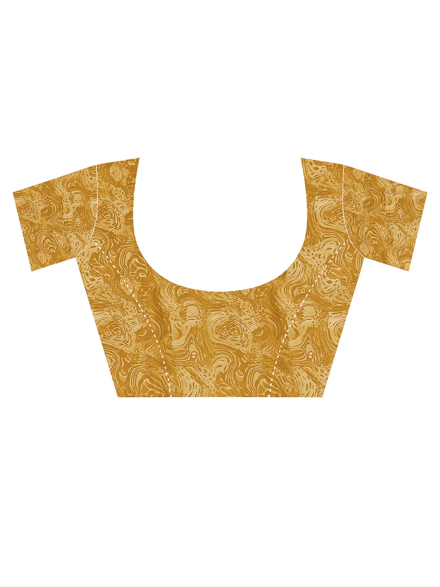 Unstitched camel brown crepe blouse piece with abstract design